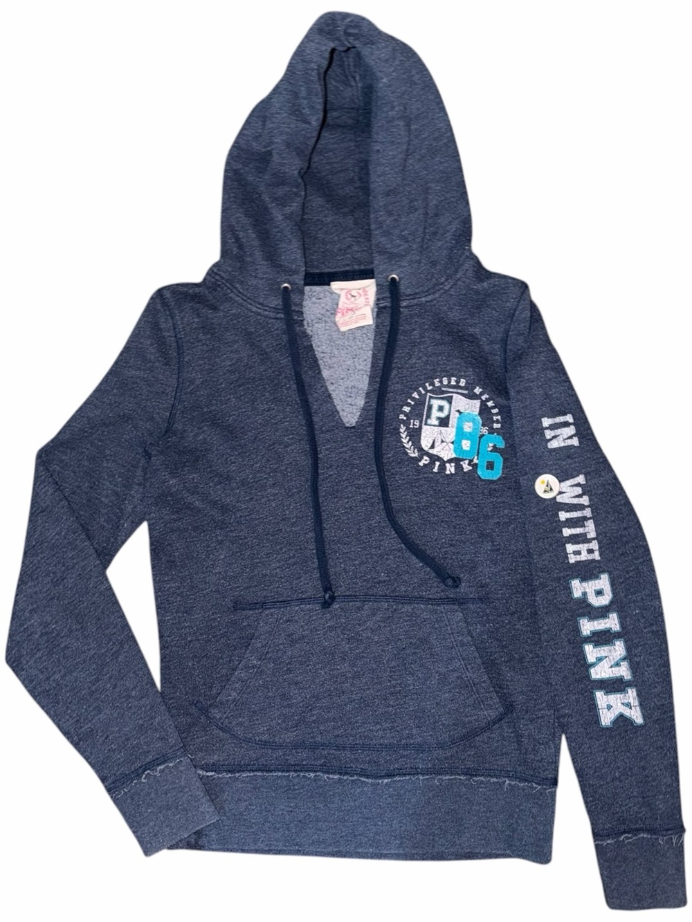 2000s VS Pink “In With Pink” Navy Hoodie Sweatshirt